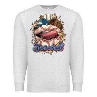 Oatmeal Heather Baseball lips Premium Sweatshirt - HowdyJamesFarm