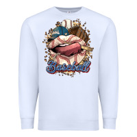White Baseball lips Premium Sweatshirt - HowdyJamesFarm
