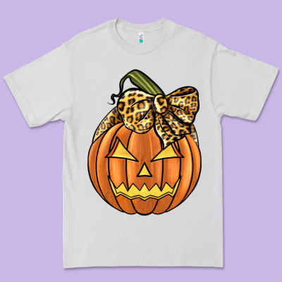 Leopard Ribbon Halloween Pumkin Premium Tee Designed By Jahusdesignshop