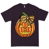Plum Leopard Ribbon Halloween Pumkin Premium Tee - JahusDesignShop
