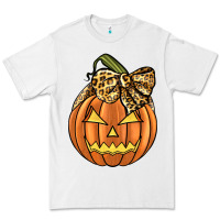 White Leopard Ribbon Halloween Pumkin Premium Tee - JahusDesignShop