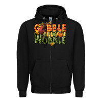 Black Gobble till you wobble turkey thanksgiving Zipper Hoodie - NancyCooperArtShop
