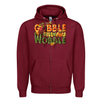 Burgundy Gobble till you wobble turkey thanksgiving Zipper Hoodie - NancyCooperArtShop
