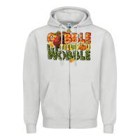 Dove Grey Gobble till you wobble turkey thanksgiving Zipper Hoodie - NancyCooperArtShop