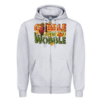 Heather Grey Gobble till you wobble turkey thanksgiving Zipper Hoodie - NancyCooperArtShop