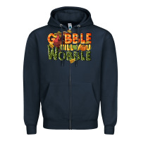 Navy Gobble till you wobble turkey thanksgiving Zipper Hoodie - NancyCooperArtShop