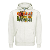 Oatmeal Heather Gobble till you wobble turkey thanksgiving Zipper Hoodie - NancyCooperArtShop