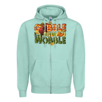 Seafoam Gobble till you wobble turkey thanksgiving Zipper Hoodie - NancyCooperArtShop