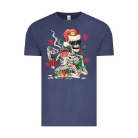 Vintage Denim skeleton santa Vintage Tee - MaliasSmallBusiness