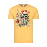 Vintage Mustard skeleton santa Vintage Tee - MaliasSmallBusiness