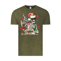 Vintage Olive skeleton santa Vintage Tee - MaliasSmallBusiness