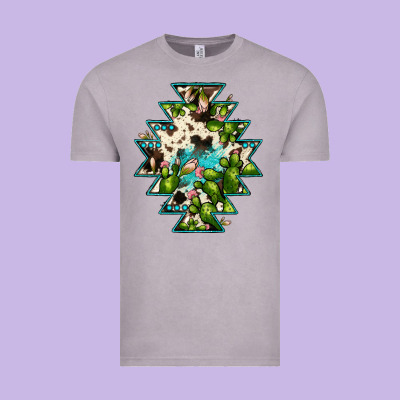 Aztec  Cowhide Cactus Gemstone Vintage Tee Designed By Jahusdesignshop