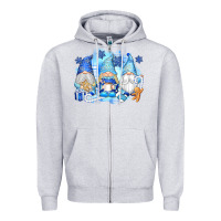Heather Grey snowman gnome Zipper Hoodie - texasbilliewilder