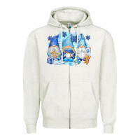 Oatmeal Heather snowman gnome Zipper Hoodie - texasbilliewilder