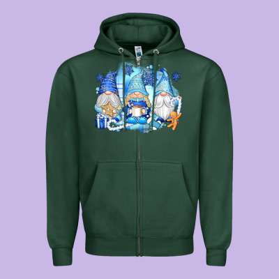Snowman Gnome Zipper Hoodie Designed By Texasbilliewilder