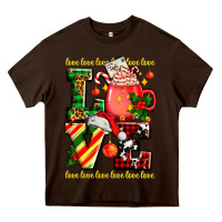 Chocolate Brown love with coffee cup and christmas lights Heavy Core Tee - AdoDesignShop