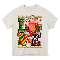 Cream love with coffee cup and christmas lights Heavy Core Tee - AdoDesignShop