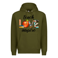 Army Green teach love inspıre Premium Hoodie - JahusDesignShop