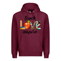 Burgundy teach love inspıre Premium Hoodie - JahusDesignShop
