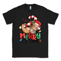Black merry slothmas Classic Tee - MaliasSmallBusiness