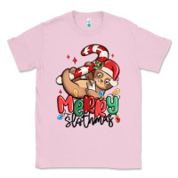 Bubblegum Pink merry slothmas Classic Tee - MaliasSmallBusiness