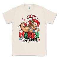 Natural merry slothmas Classic Tee - MaliasSmallBusiness