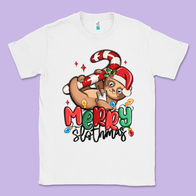 Merry Slothmas Classic Tee Designed By Maliassmallbusiness