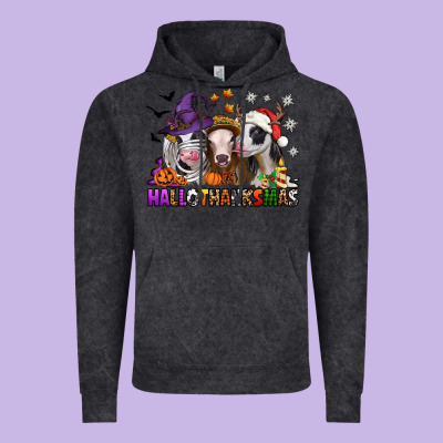 Happy Hallothanksmas Heifers Vintage Hoodie Designed By Nancycooperartshop