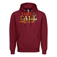 Burgundy I love Fall most of Fall Zipper Hoodie - NancyCooperArtShop