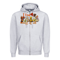 Heather Grey I love Fall most of Fall Zipper Hoodie - NancyCooperArtShop