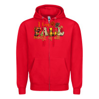 Red I love Fall most of Fall Zipper Hoodie - NancyCooperArtShop