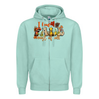 Seafoam I love Fall most of Fall Zipper Hoodie - NancyCooperArtShop