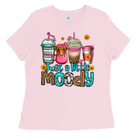 Bubblegum Pink just a little moody coffee cups Ladies Tee - Jasminsmagicworld