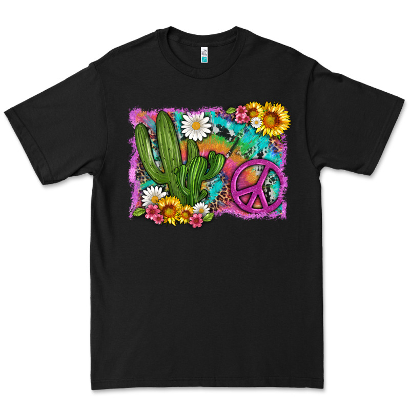 Cactus Peace Sign Flowers And Tie Dye Premium Tee by Artiststas | Teevron