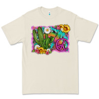 Bone cactus peace sign flowers and tie dye Premium Tee - Artiststas