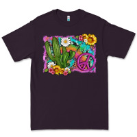Plum cactus peace sign flowers and tie dye Premium Tee - Artiststas