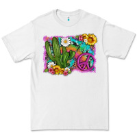 White cactus peace sign flowers and tie dye Premium Tee - Artiststas