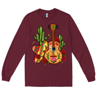 Burgundy mexican guitar Long Sleeve Tee - LillyAllenDesigns