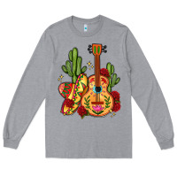 Heather Grey mexican guitar Long Sleeve Tee - LillyAllenDesigns
