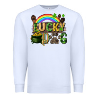 White Lucky dog St. Patrick's Day Premium Sweatshirt - CowGirlArtShop