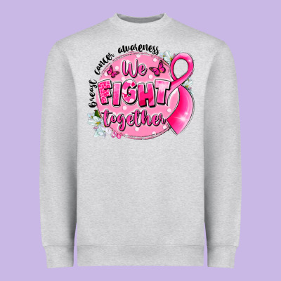 Breast Cancer Awareness We Fight Together Heavyweight Sweatshirt Designed By Lillyallendesigns