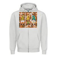Dove Grey Fall gnomes Zipper Hoodie - NancyCooperArtShop