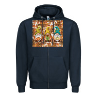 Navy Fall gnomes Zipper Hoodie - NancyCooperArtShop