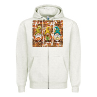 Oatmeal Heather Fall gnomes Zipper Hoodie - NancyCooperArtShop