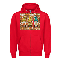 Red Fall gnomes Zipper Hoodie - NancyCooperArtShop
