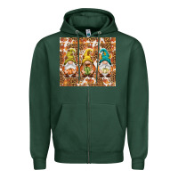 Sports Green Fall gnomes Zipper Hoodie - NancyCooperArtShop
