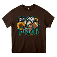 Chocolate Brown football hearts Heavy Core Tee - Jasminsmagicworld