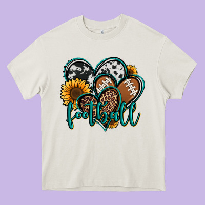 Football Hearts Heavy Core Tee Designed By Jasminsmagicworld