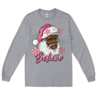 Heather Grey pink christmas african american santa believe Long Sleeve Tee - RanaPortraitStore