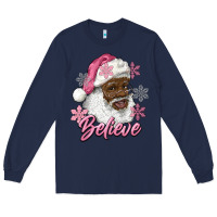 Navy pink christmas african american santa believe Long Sleeve Tee - RanaPortraitStore